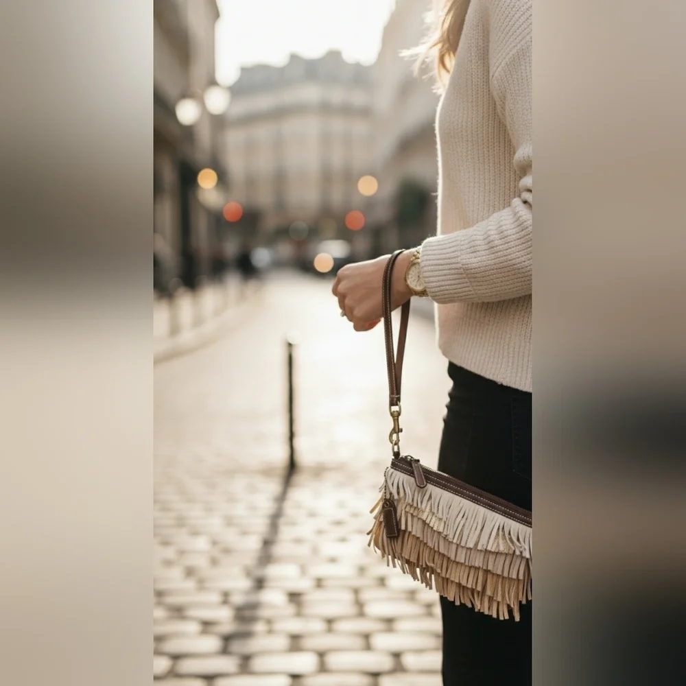 Coach Vintage 9155 Suede Fringe Wristlet Like New